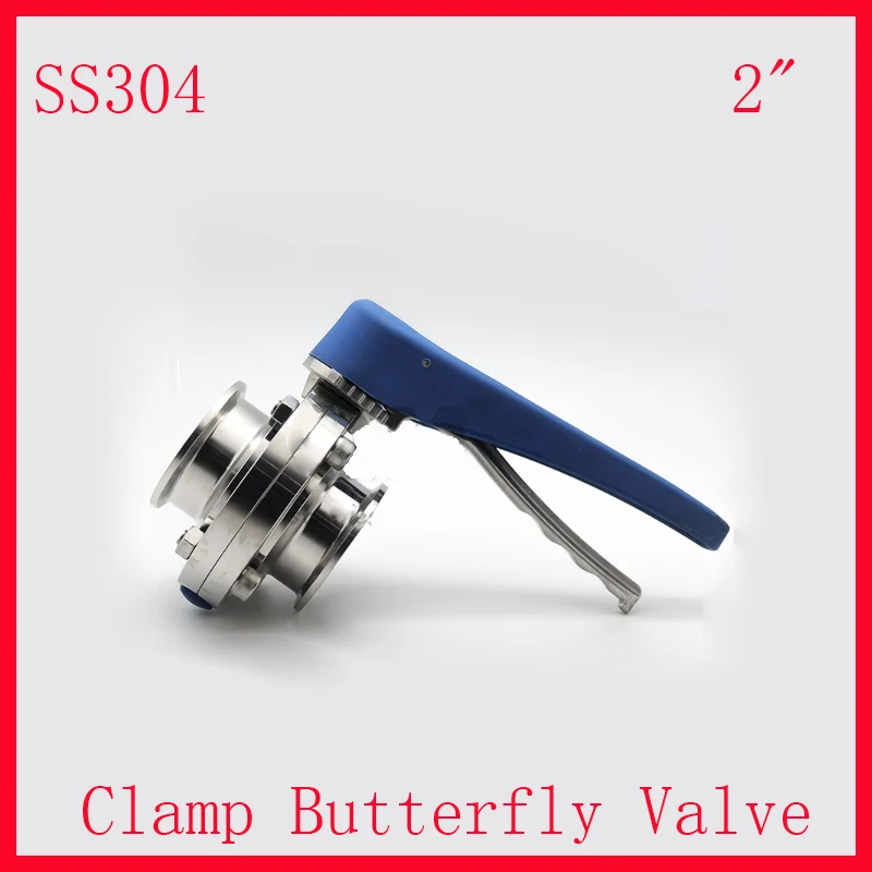 

New Arrival 2" SS316L Stainless Steel Sanitary Manual water Butterfly Valve Tri-clamp w plastic Muti-Position Handle