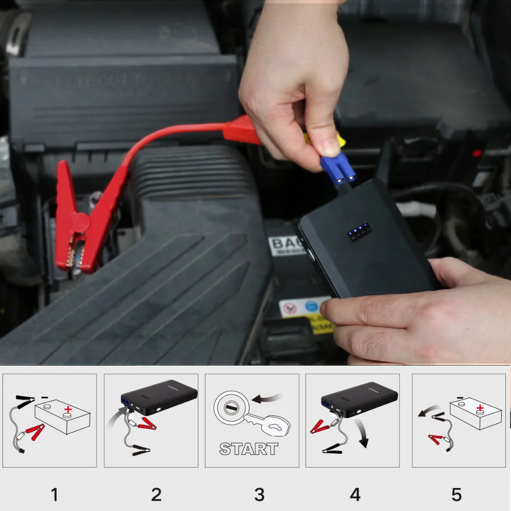 12V 8000 mAh автомобильный бустер старт пусковое зарядное устройство с насосом