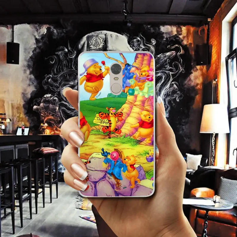 Мягкий ТПУ чехол для телефона Xiaomi mi Red Note 2 3 S 4 4X 4A 5 5S 6 8 A1 Pro Plus с Винни-пухом м/ф