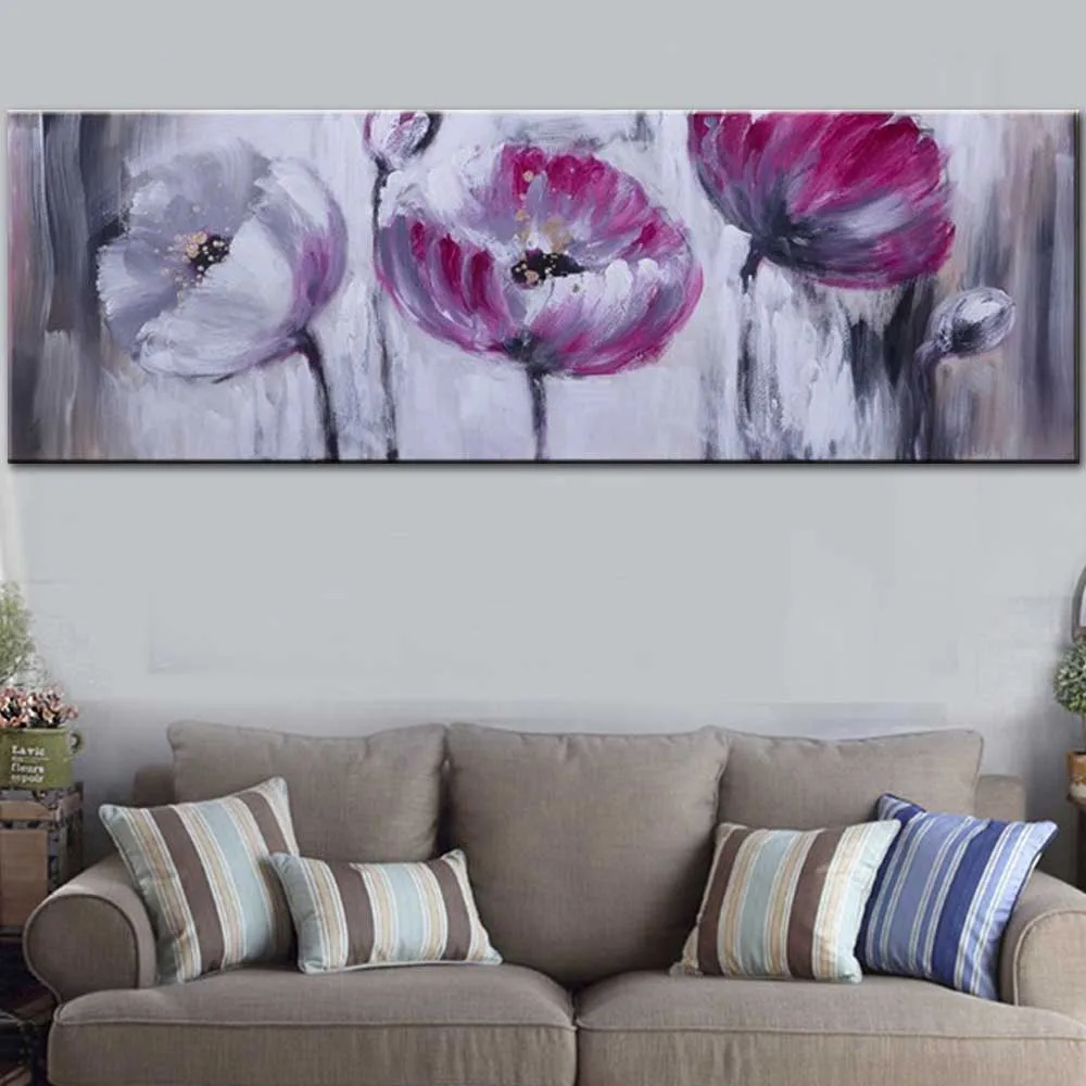 

Hand Painted Abstract Pink Flower Canvas Brush Oil Painting Astract Pink Flower Art Wall Picture Living Room Bedroom Home Decor