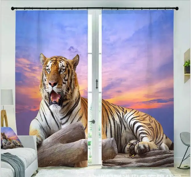 

Custom size Animal Tiger 3D Window Curtain Luxury Blackout living room kids Bedroom decorate Cortina Drapes Rideaux pillowcase