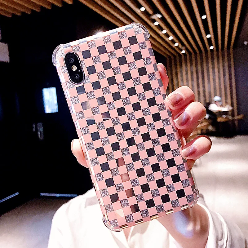 Покрытие квадратной решетки сетчатый чехол для телефона iPhone 7 6 6S 8 Plus XS MAX X XR