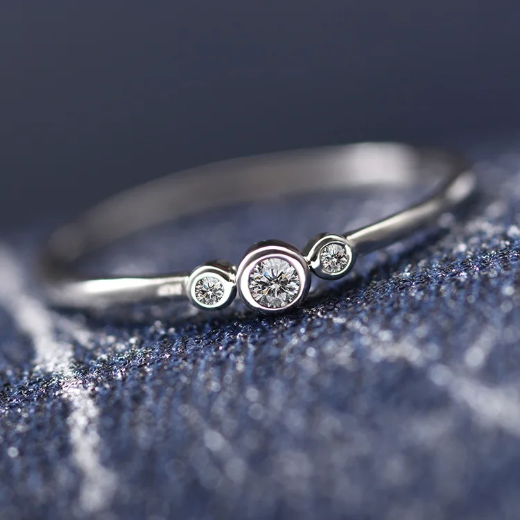 Triple Little Bling Zirconia Thin Band Simple Style Women Rose Golden Silver Plated Rings 5 Sizes | Украшения и аксессуары