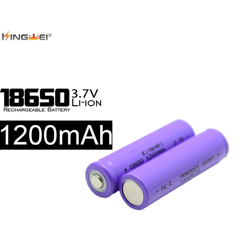 2 шт. kingwei 3 7 v 1200mah 18650 литий ионная аккумуляторная батарея для светодиодного