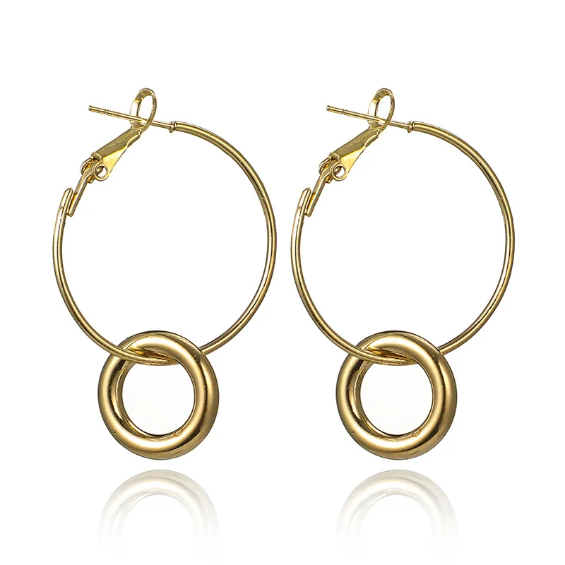 HEBEHERA модные новые геометрические металлические круглые полые серьги женские
