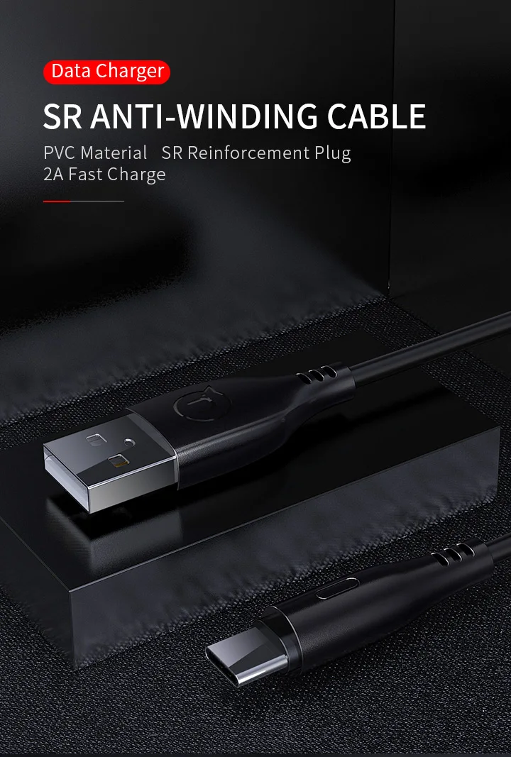 USAMS type c кабель 2 м 1 м кабель для samsung huawei Xiaomi 2A Быстрая зарядка USB C кабель для передачи данных typ-c кабель зарядное устройство