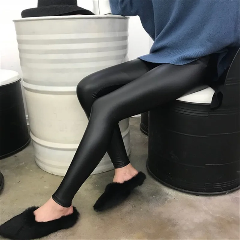 S 5XL женские леггинсы из искусственной кожи очень эластичные Jegging длиной до