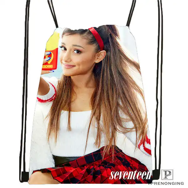 Drawstring Backpack На заказ Ariana Grande(4) походная сумка на шнурке милый рюкзак для детей(черная спинка) 31x40 см# 180612-03-Ariana Grande - Цвет: Drawstring Backpack
