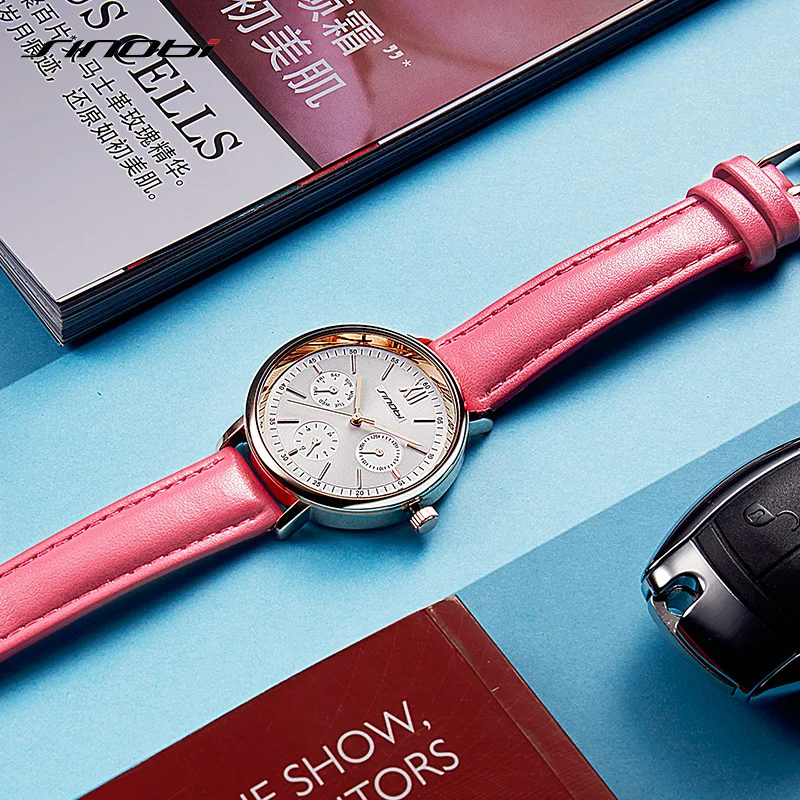 SINOBI бренд для женщин часы 2019 пояса из натуральной кожи Reloj Mujer роскошное платье