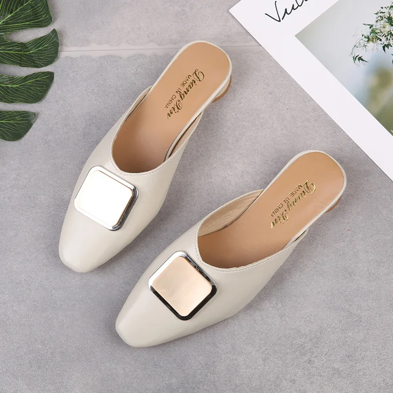 2019 summer new Korean version of Baotou shoes women's fashion wild net red half slippers | Обувь