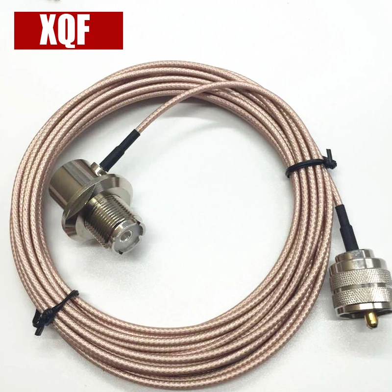 XQF Coaxial Cable UHF/PL-259 Male to Female for YAESU for ICOM for KENWOOD Mobile Radio Walkie Talkie Antenna Pink 5 Meter