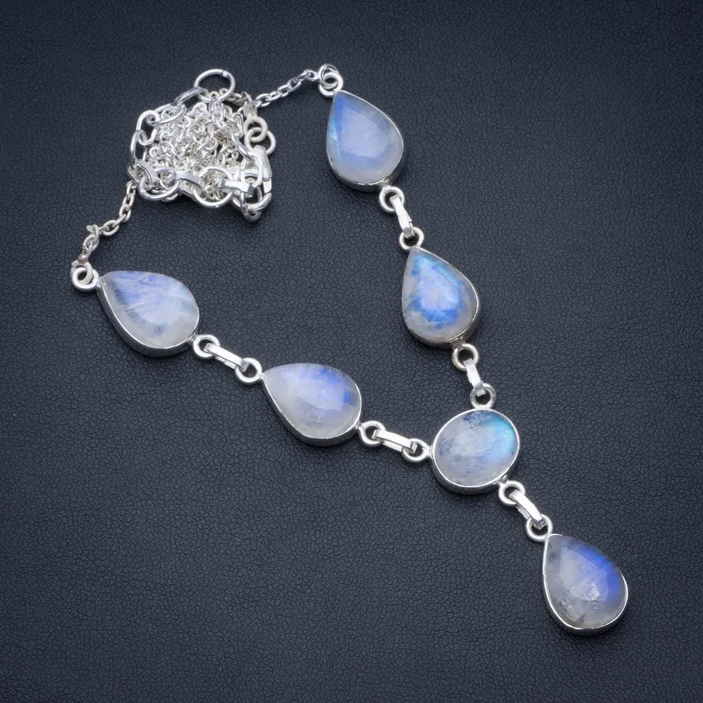 

Natural Rainbow Moonstone 925 Sterling Silver Y-Shaped Necklace 19 1/4" R2666