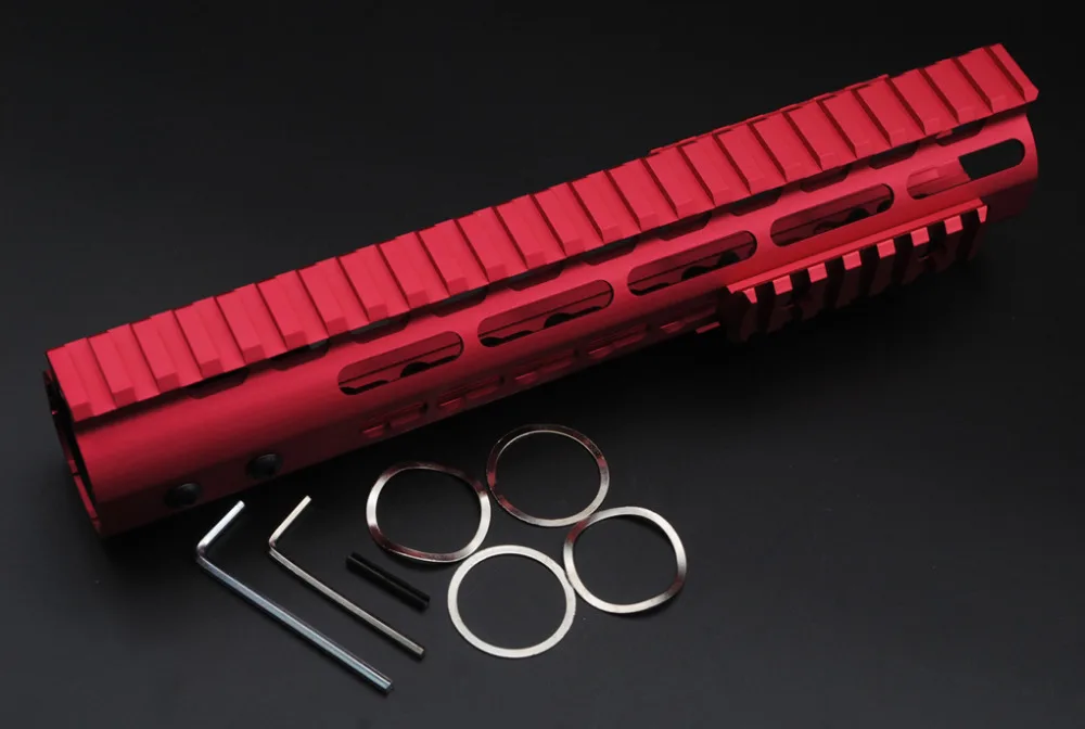 

TriRock Red 10'' Length Handguard Rail Key Mod System Free Float Rail Mounting with Red Weaver / Picatinny Rail Sections