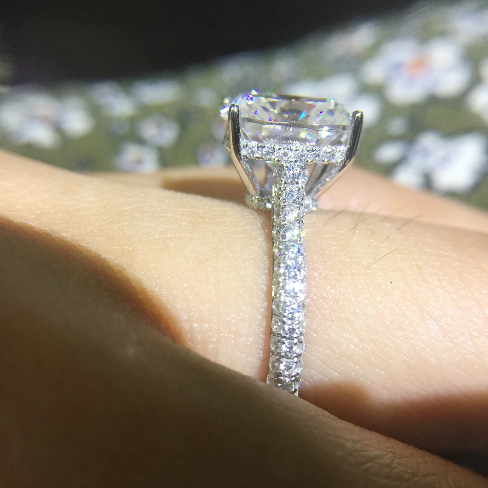 Твердое белое золото 18 K 3ct 7x11mm F цвет подушки разрезанный Муассанит кольцо обручальное и обручальное кольцо для Wonen