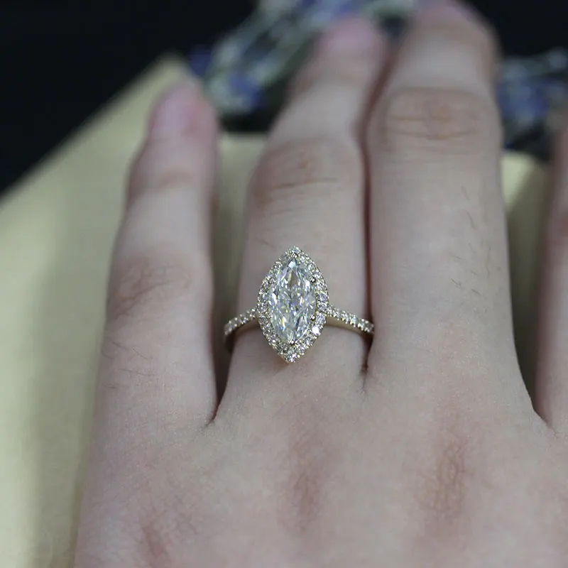 

DUPUY Women Engagement Ring Elegant Delicate Moissan Diamond Ring Women's 14K White Gold Prong Setting Wedding Bands D180344