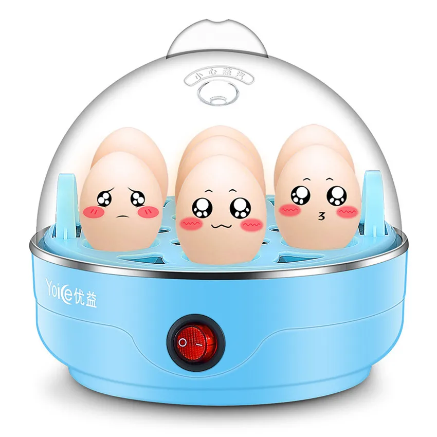 Семья Multi Функция Электрический паровой Еда с безопасности Функция 360 градусов пара 7 Яйцо Котлы с прозрачной крышкой Y-ZDQ1 220 V - Цвет: Синий