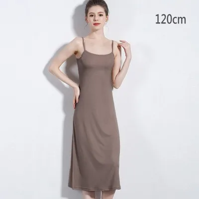 120cm coffee Женские лифчики, платье-комбинация с бретельками, длинное платье под платье, однотонная Нижняя юбка, внутренняя Нижняя юбка, рост от 90 до 120 см - Цвет: 120cm coffee