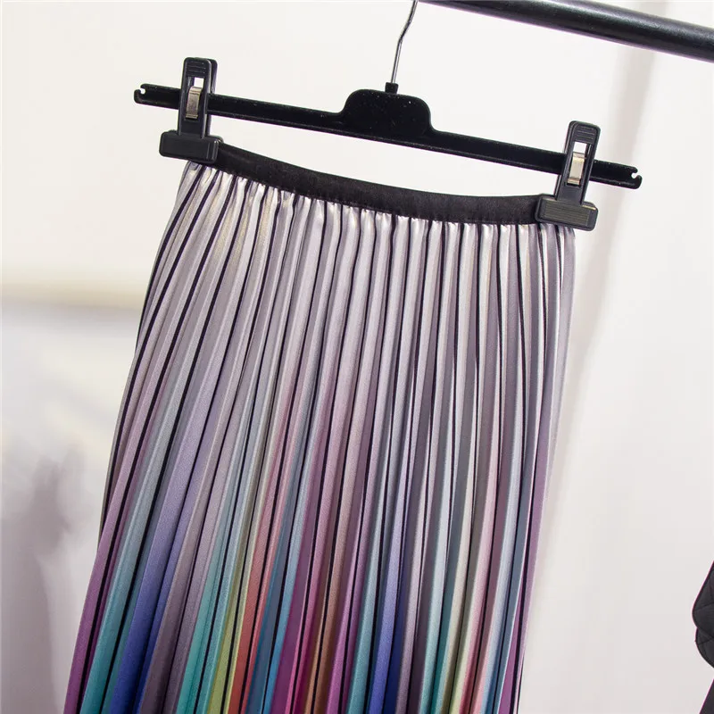 Женская плиссированная юбка LANMREM летняя эластичная полубоди контраст цветов