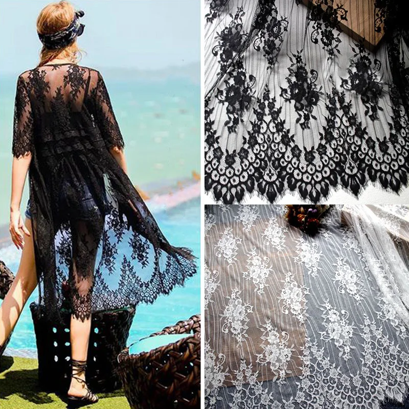 

3M/piece Width 150CM Exquisite Black and White Lace Fabric, DIY Dress, Curtain Decoration, Wedding Decoration Accessories