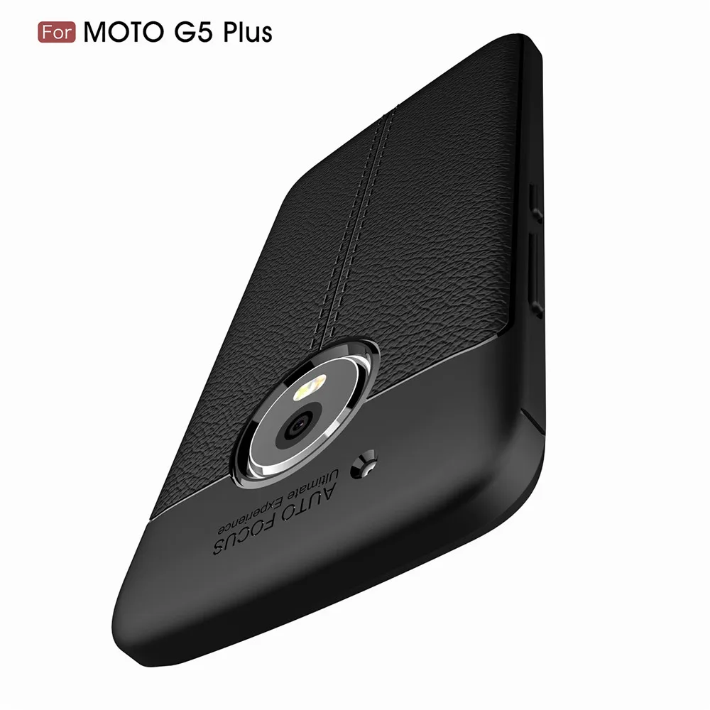 Мягкий матовый чехол с текстурой личи для Motorola Moto G5 противоударный деловой Plus Fundas