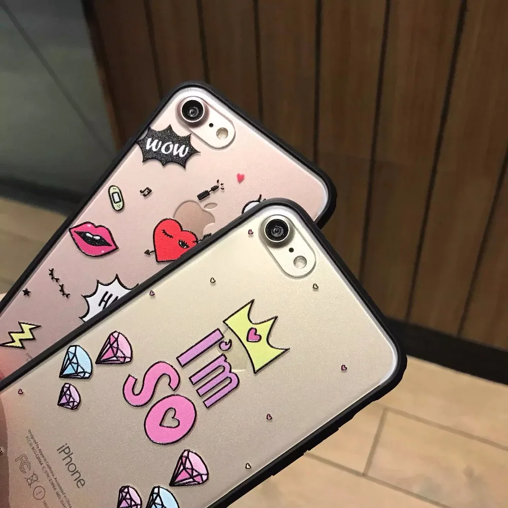 Мультфильм помощи любовное письмо шаблон чехол для iPhone 7 плюс Чехол Fundas телефона