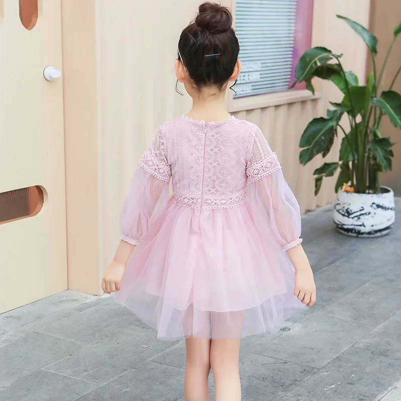 Girls Dress Summer 2019 Pink And White Princess Long Sleeve Cute For 3-10 Years Children Clothing | Детская одежда и обувь