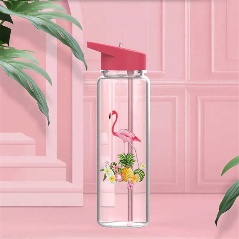 Eco friendly 750ml/25oz 100% Тритан Спортивная мой соломы бутылка для воды с принт Фламинго