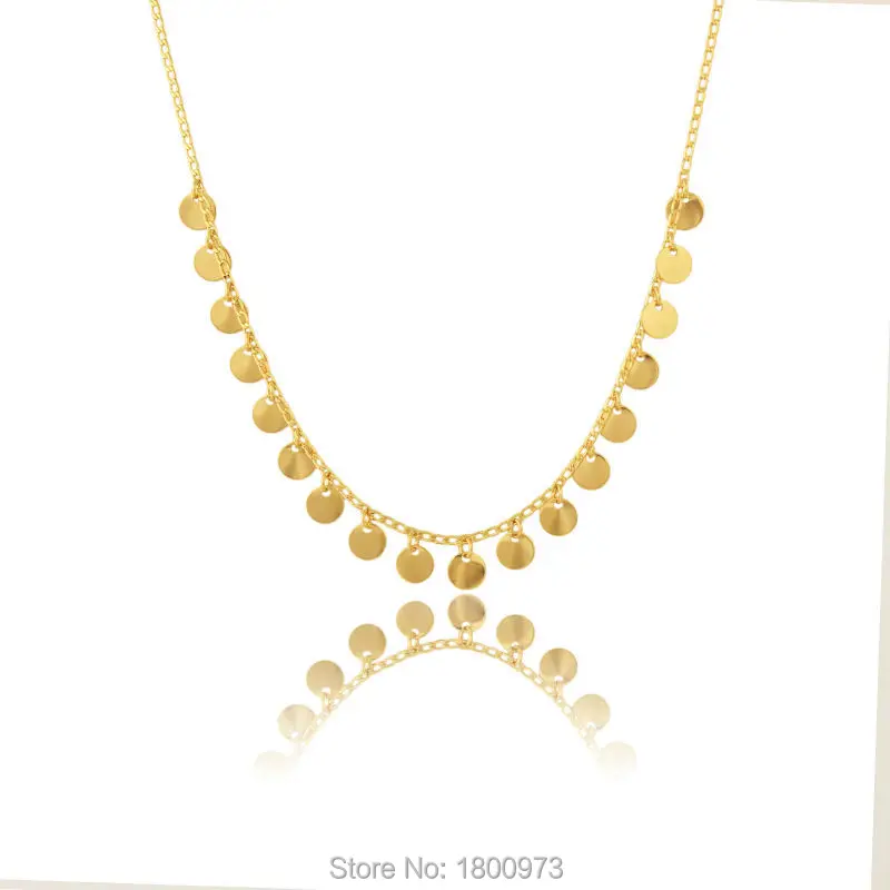 

Adixyn Round Pendant Charms Necklaces Women Jewelry Romantic Gift Gold Color Link Chain Choker Necklaces