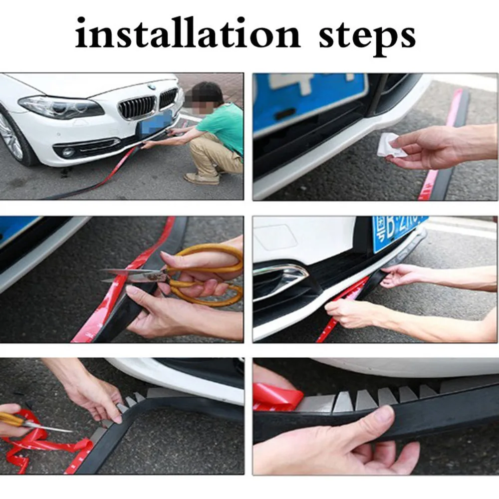 

250CM X 6CM Car Styling Front Bumper Rubber Protector Lip Splitter Body Spoiler styling Multi deflector For Nissan Toyota Honda