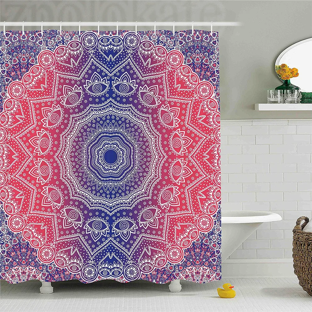 Мандала занавеска для душа хиппи Омбре стиль печати Бесконечность и гармония