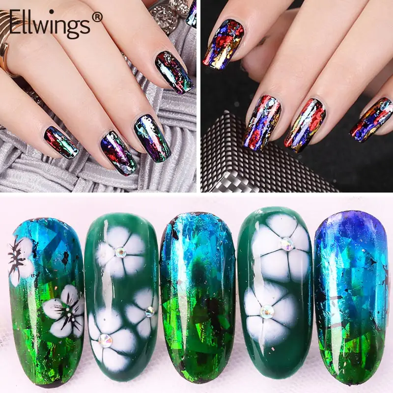 Переводной гель Ellwings + один переводной бумажный клей для ногтей фольга наклейка