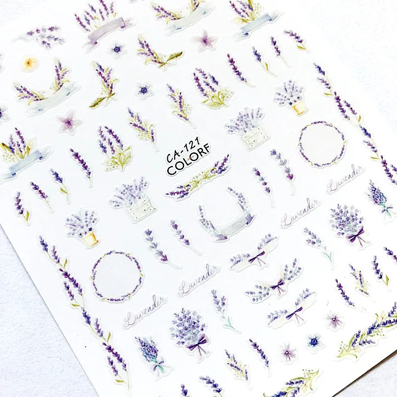 TSC-CA-121 purple flower lavender Cheetsan brand newest 3d nail art stickers decals export quality gold sticker | Красота и здоровье