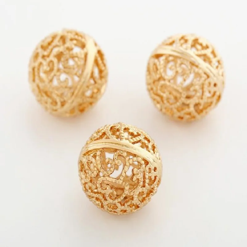

1pc Metal Bead DIY Hand Accessories Jewelry Materials Gold Plated Beads Hollow Circular Beads Scattered Creative Craft Supplies