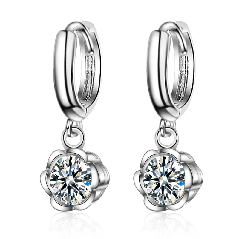 Женские серьги с цирконом Everoyal блестящие цветком из циркония Модные