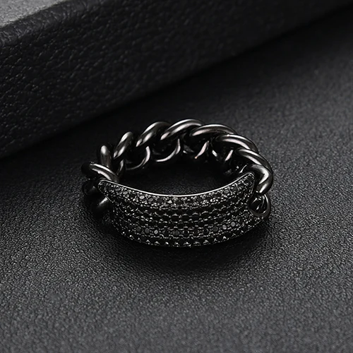 Black GODKI модные панковские кольца для женщин нежные звенья цепи кольца Бусины очаровательное кольцо богемный пляж ювелирные изделия - Цвет основного камня: Black