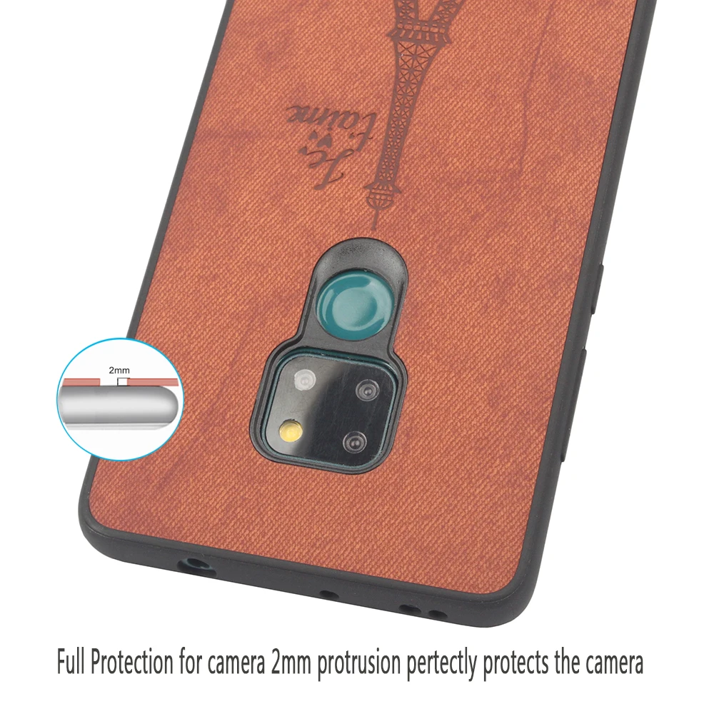 Для huawei mate 20 Чехол Ткань Твердая задняя крышка мягкая рамка ткань Fundas холст башня