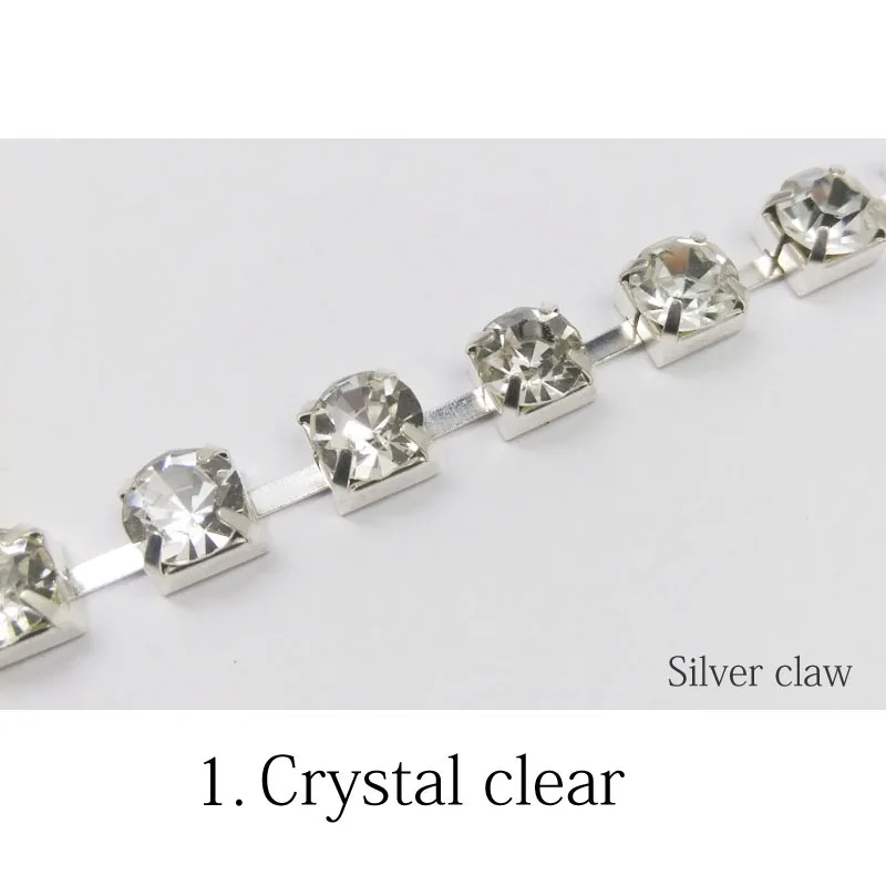 Crystal clear Новая распродажа SS28 с украшением в виде кристаллов Стразы Кубок цепи 1/3/5 ярдов 32 цвета кристаллами серебряные цепочки для одежды и платьев - Цвет: Crystal clear