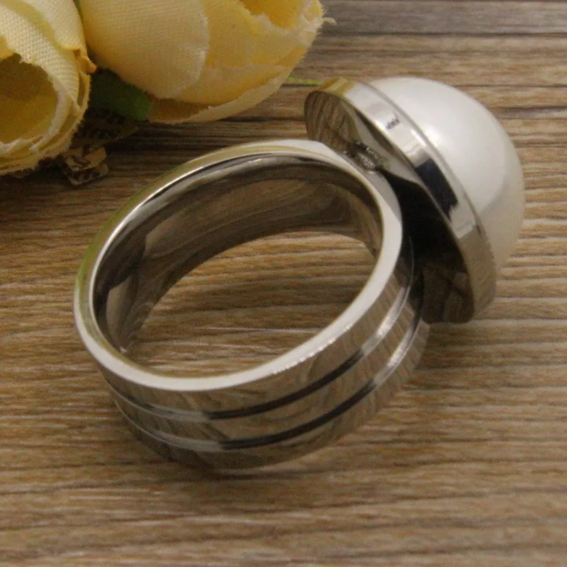 Женское кольцо из нержавеющей стали с искусственным жемчугом|pearl ring|pearl rings for