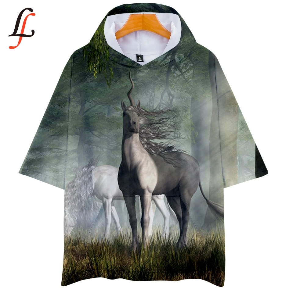 Unicorn 3D Harajuku Hoodies T-shirt Menber Cool Shirt Kpop Summer/Autumn Hip Hop College Style Cloth Plus Size XXS-4XL | Женская одежда
