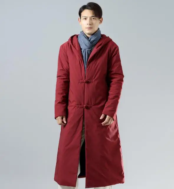 Тренчкот в китайском фольклорном стиле с капюшоном Повседневная уникальная