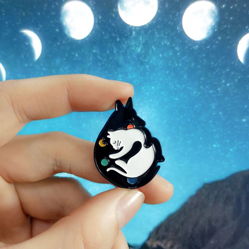 Заколки для кошек Yin Yang черно белые заколки с изображением призрака черепа ведьмы