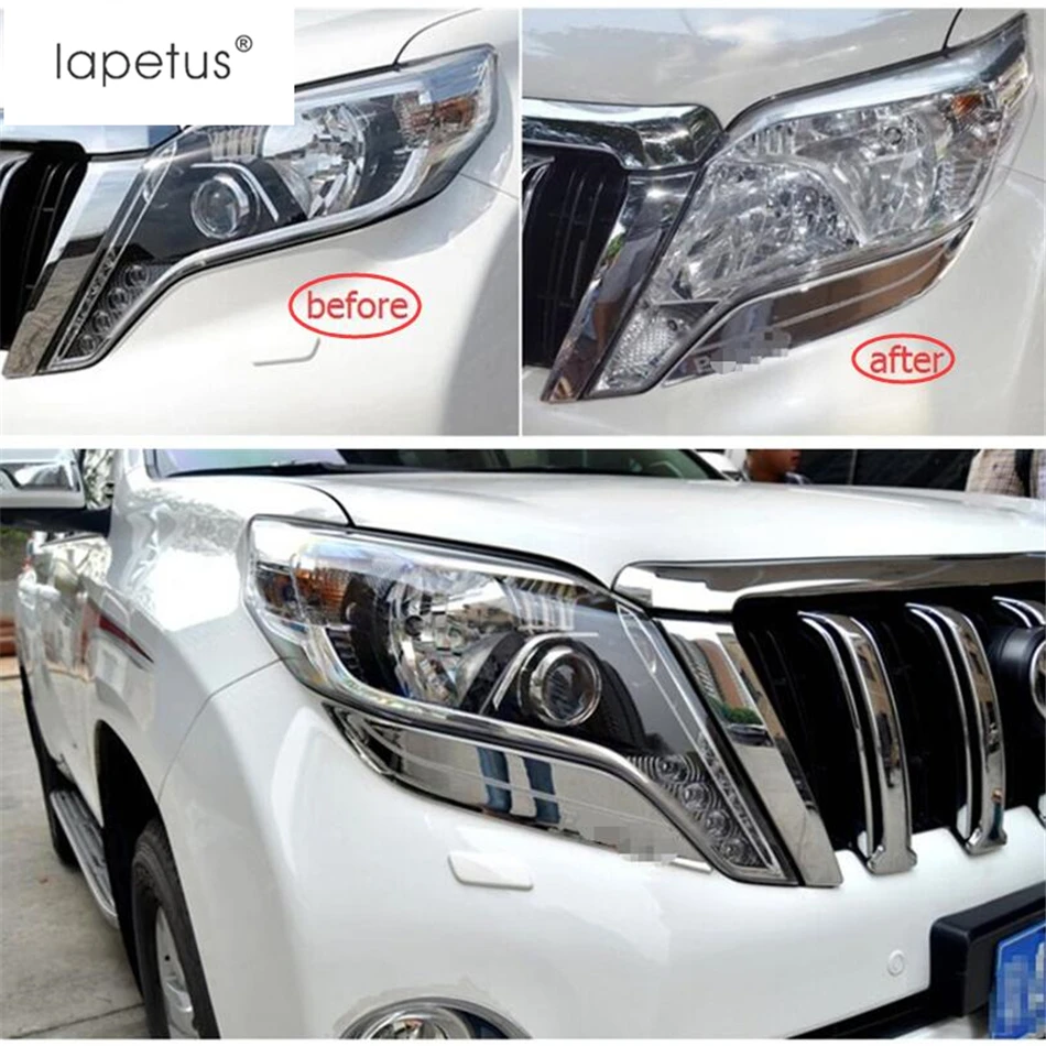 

Lapetus Accessories For Toyota Land Cruiser Prado FJ150 2014 - 2017 Front Head Lights Lamp Eyelid Eyebrow Molding Cover Kit Trim