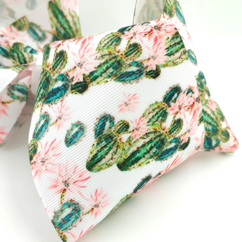 

Extra Large Cactus Printing ribbon Hair Accessory for Girls made by 75mm Grosgrain Ribbon