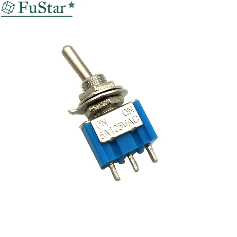 10 шт./лот синий мини MTS-102 3-контактный SPDT ON-ON 6A 125VAC миниатюрный тумблер качающаяся
