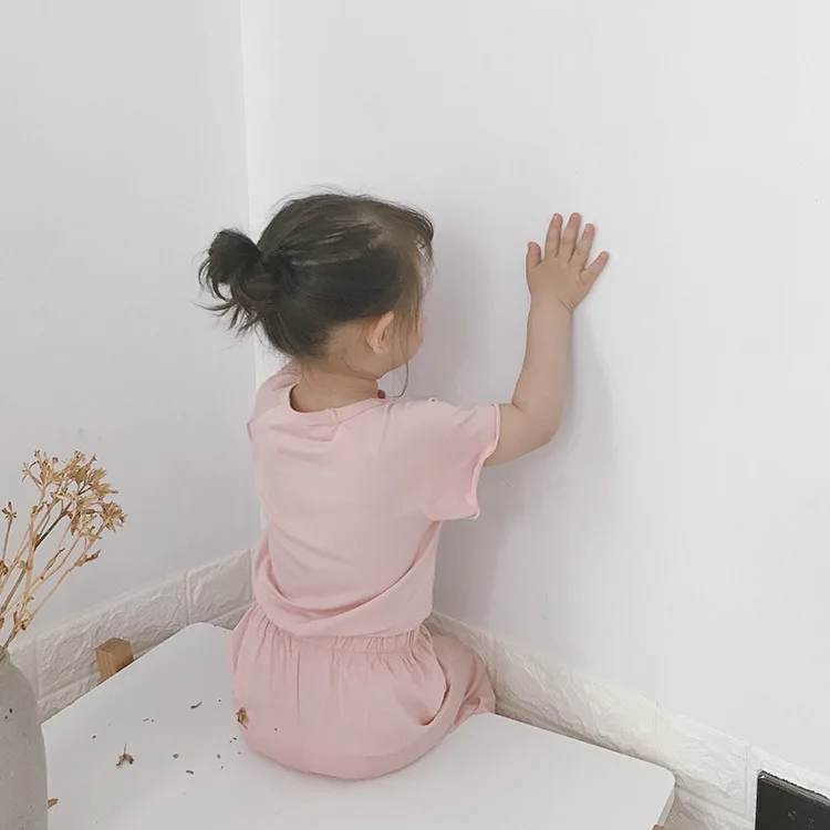 Летние милые пижамные комплекты с принтом клубники для девочек 1-7 лет, Детская футболка из чистого хлопка с короткими рукавами+ штаны, костюмы из 2 предметов