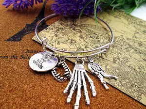 3pcs/lot Hot sale 65mm bangles with keep calm and kill zombies,hand,zombies,teeth,the walking dead charms