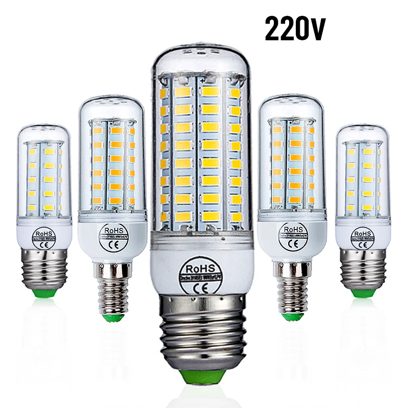 Светодиодная лампа E27 E14 220 В 240 24 36 48 56 69 72 светодиода Chandlier для домашнего декора|light