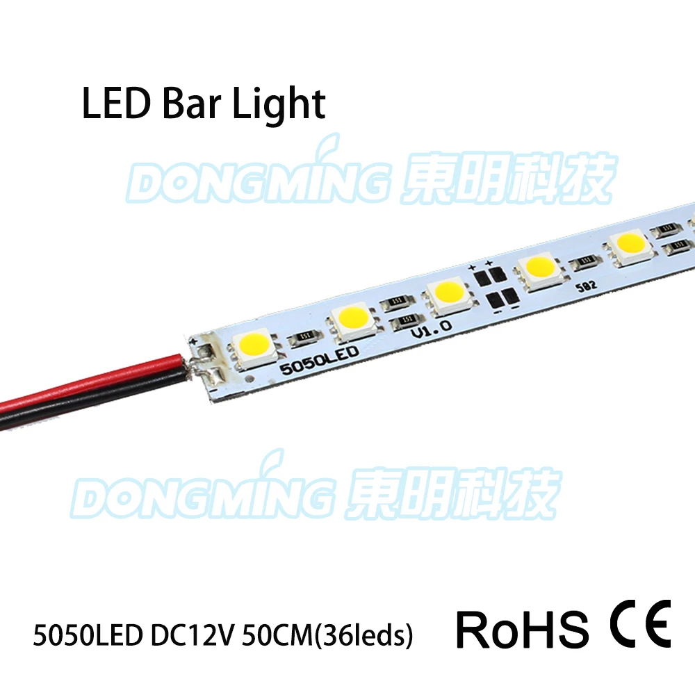50pcs 50cm 36led 12V PCB led luces strip 5050 white/warm white luces light bars no waterproof luces aluminum led strip light