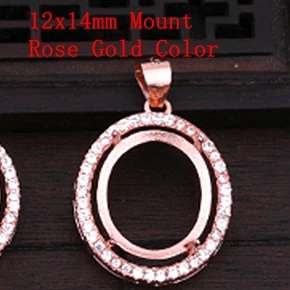 12x14mm Mount Rose 925 пробы Серебряный женский кулон 6x8 8x10 10x12 12x14 12x16 13x18 15x20 мм полукрепление Подвеска Установка CZ - Цвет камня: 12x14mm Mount Rose