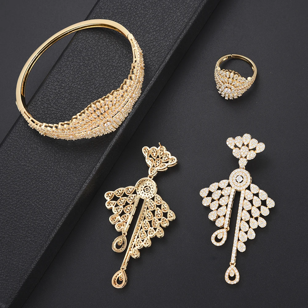 missvikki Design Fashion Collar Trendy Bangle Earrings Necklace Ring Jewelry Set Full Water Drop Shape Luxury Wedding | Украшения и
